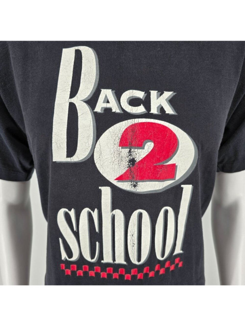 Vintage 1990s Single Stitch Tultex "Back 2 school" Black Graphic T-Shirt (M/L) - Picture 2 of 13